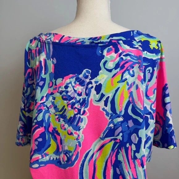 Lilly Pulitzer Lowe Dress M Colorful Print Stretch Preppy Coastal Resortwear - Picture 9 of 14